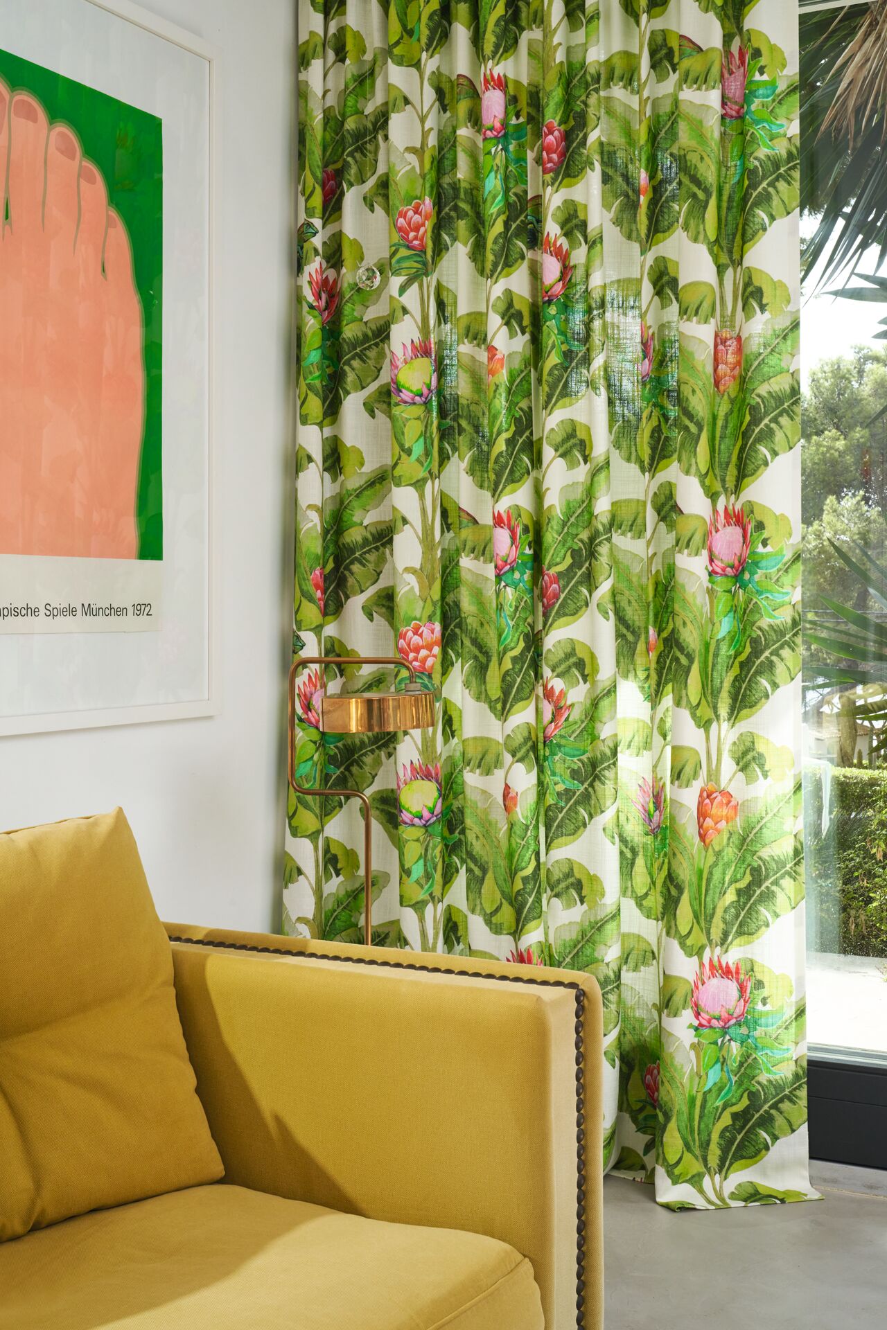 Möbelstoffparadies bunt - Gecko JA8033-080 gemustert Floral » bedruckte Vorhänge